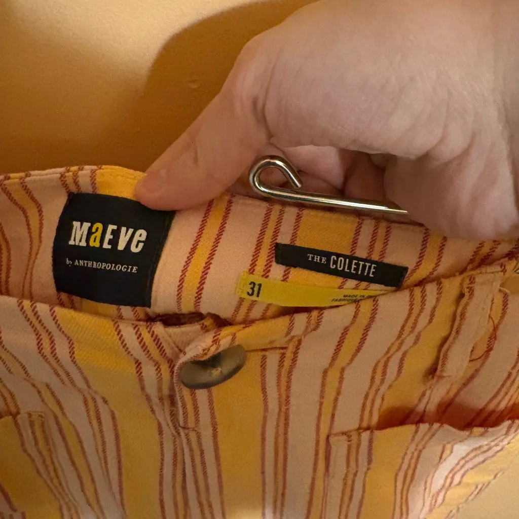 Anthropologie Maeve Colette Linen Cropped Stripe Pants in Orange - Image 6