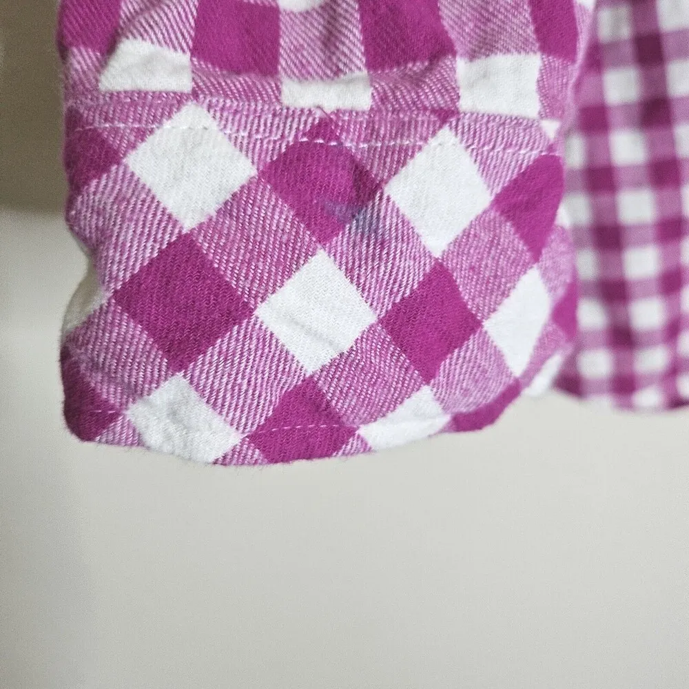 Bit‎ & Bridle Check Flannel Shirt Top Womens Size XL Pockets Western Magenta - Image 8