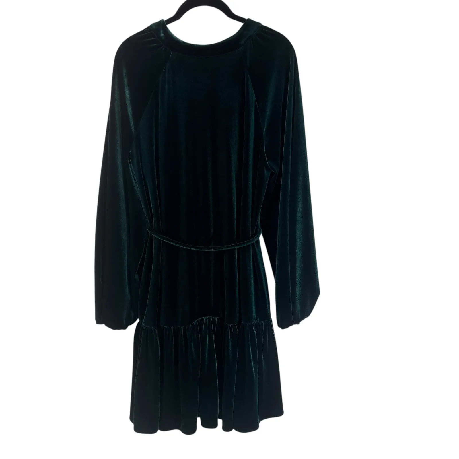 Alex Marie NEW Emerald Green Velvet Button Front Tiered Midi Dress Size 10 - Image 3