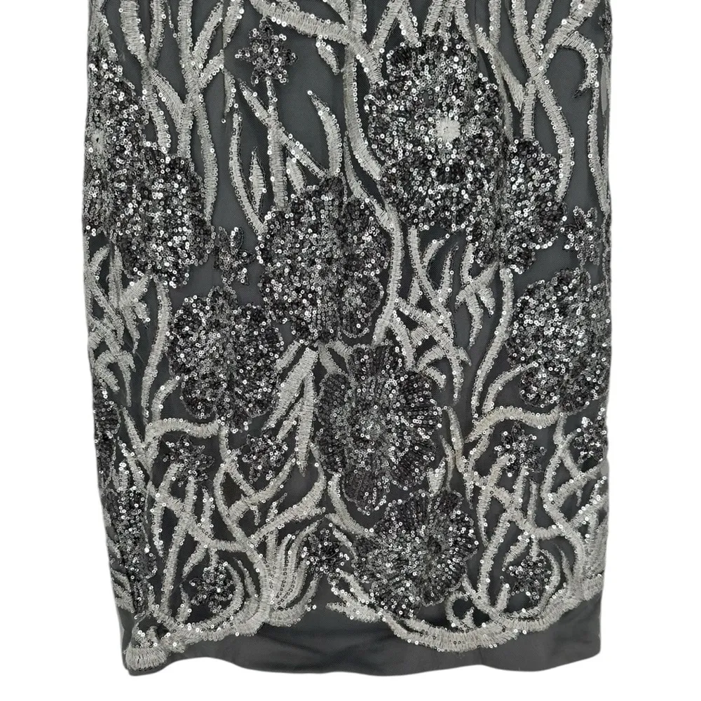 JS Collections Lyra Flutter Cocktail Dress size 10 Silver Grey Sequins Evening - Image 6