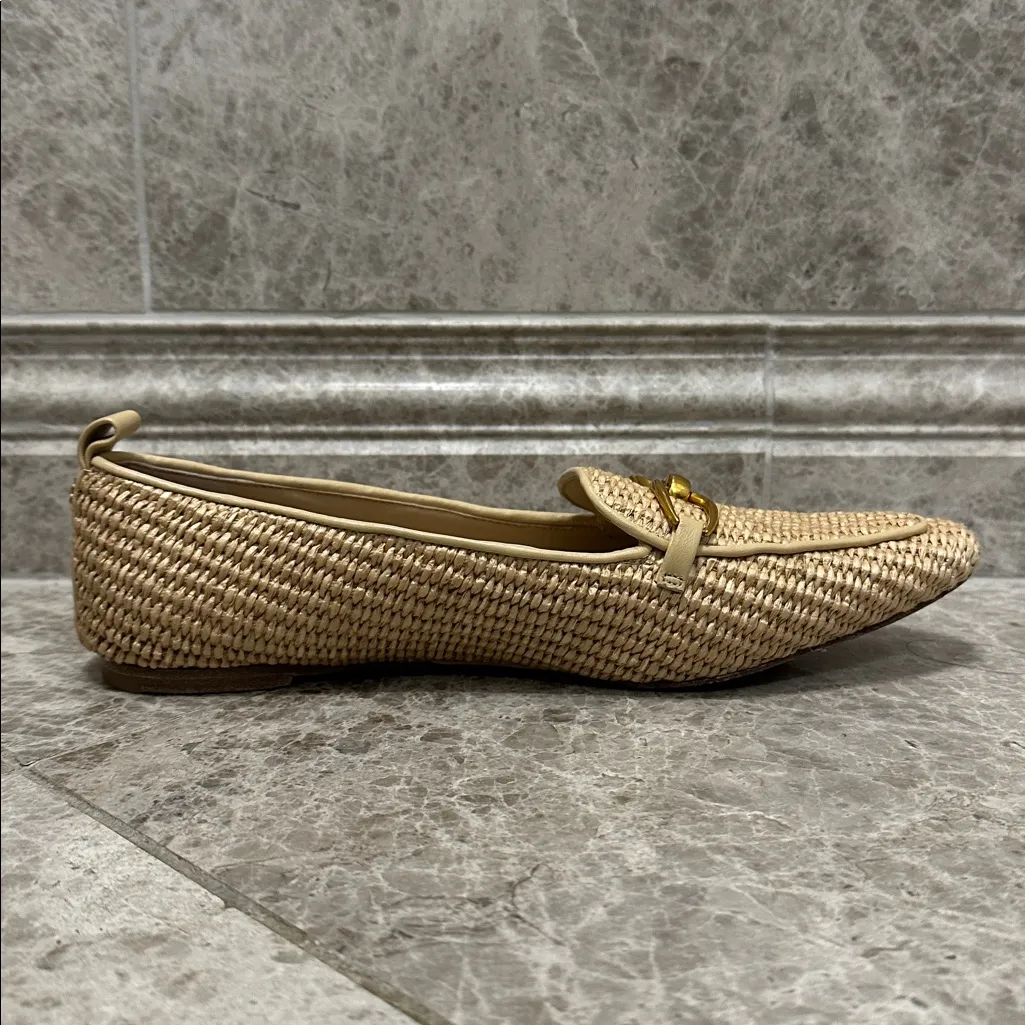 Veronica Beard Champion Loafers Ecru Woven Raffia Size 8 - Image 8