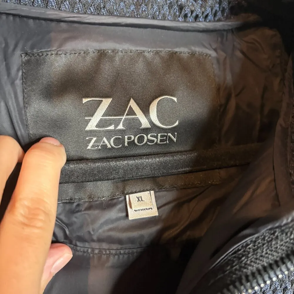 Zac Posen Fiona Jacquard Puffer Coat Blue/Black - Image 4