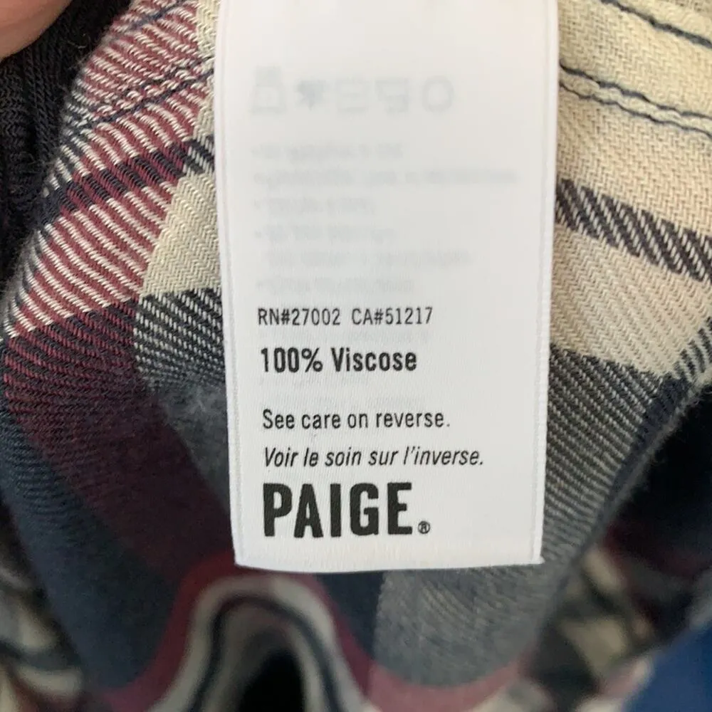 PAIGE Maya Plaid Button Down Flannel Shirt Sz S - Image 5