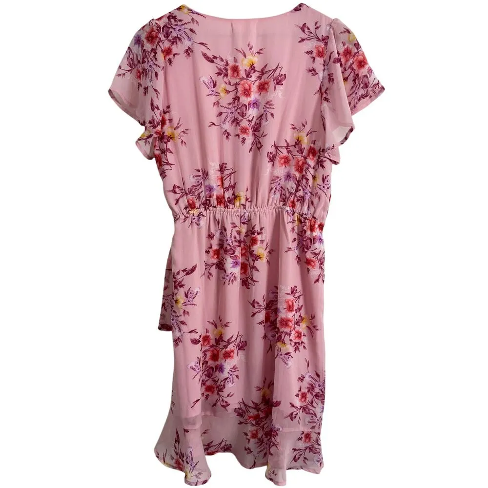 Altar’d State Pink Floral Faux Wrap Mini Dress Size Medium - Image 7