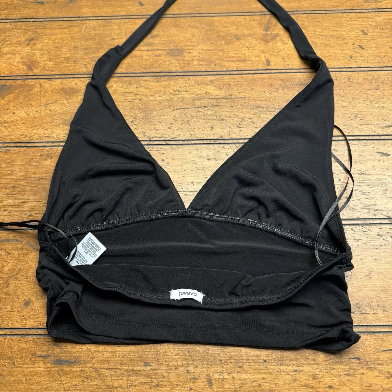 GARAGE BLACK Super Cropped HALTER TOP SIZE SMALL Going Out Club Shirt‎ - Image 3