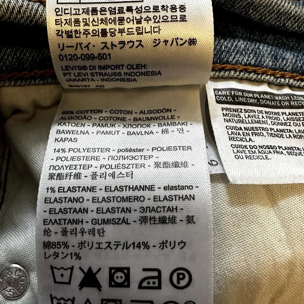 Levi's Wedgie Straight Jeans High Rise Distressed Raw Hem Light Wash W31 L28 - Image 4