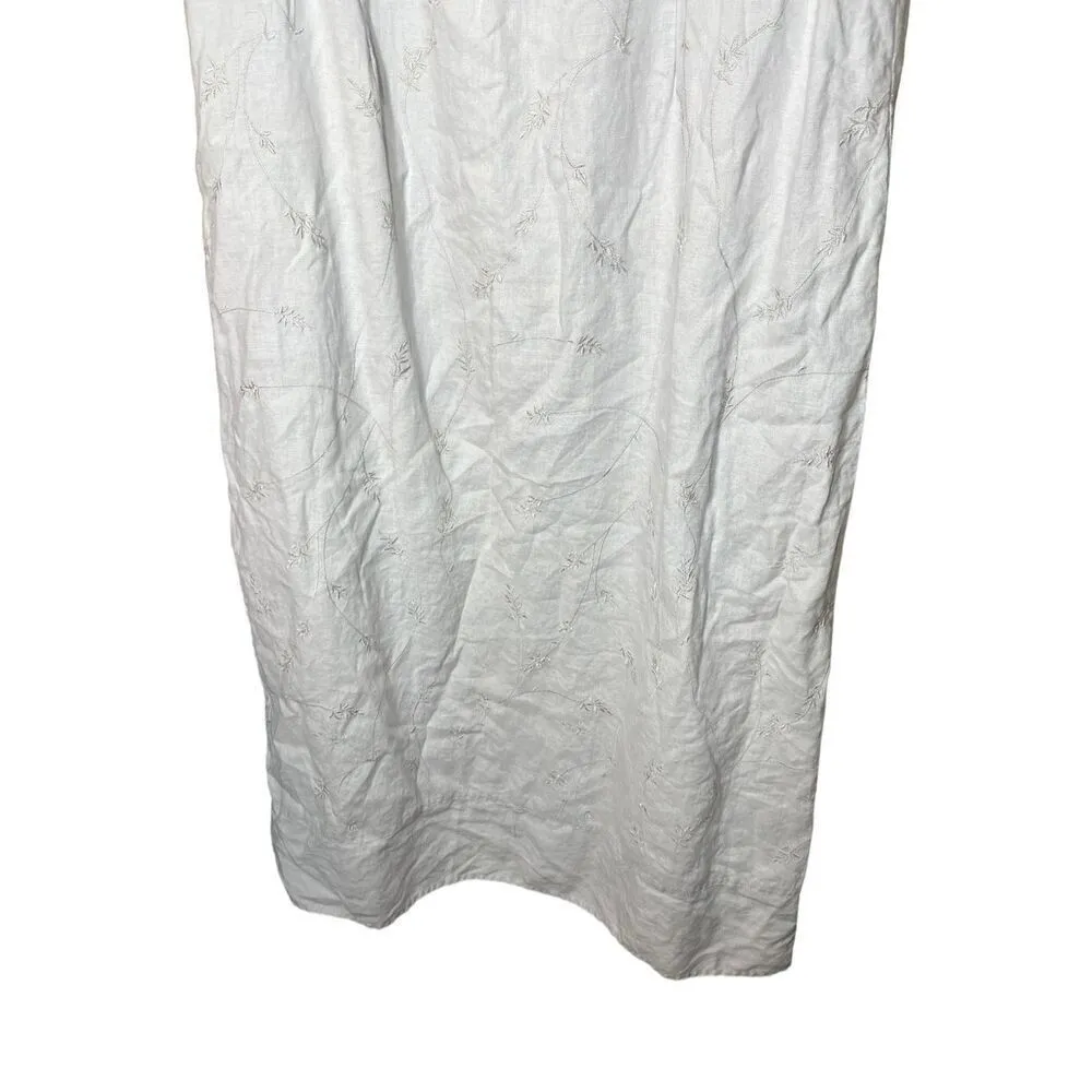 Vintage Elisabeth By Liz Claiborne‎ 100% Linen Embroidered Dress Size 14 - Image 9