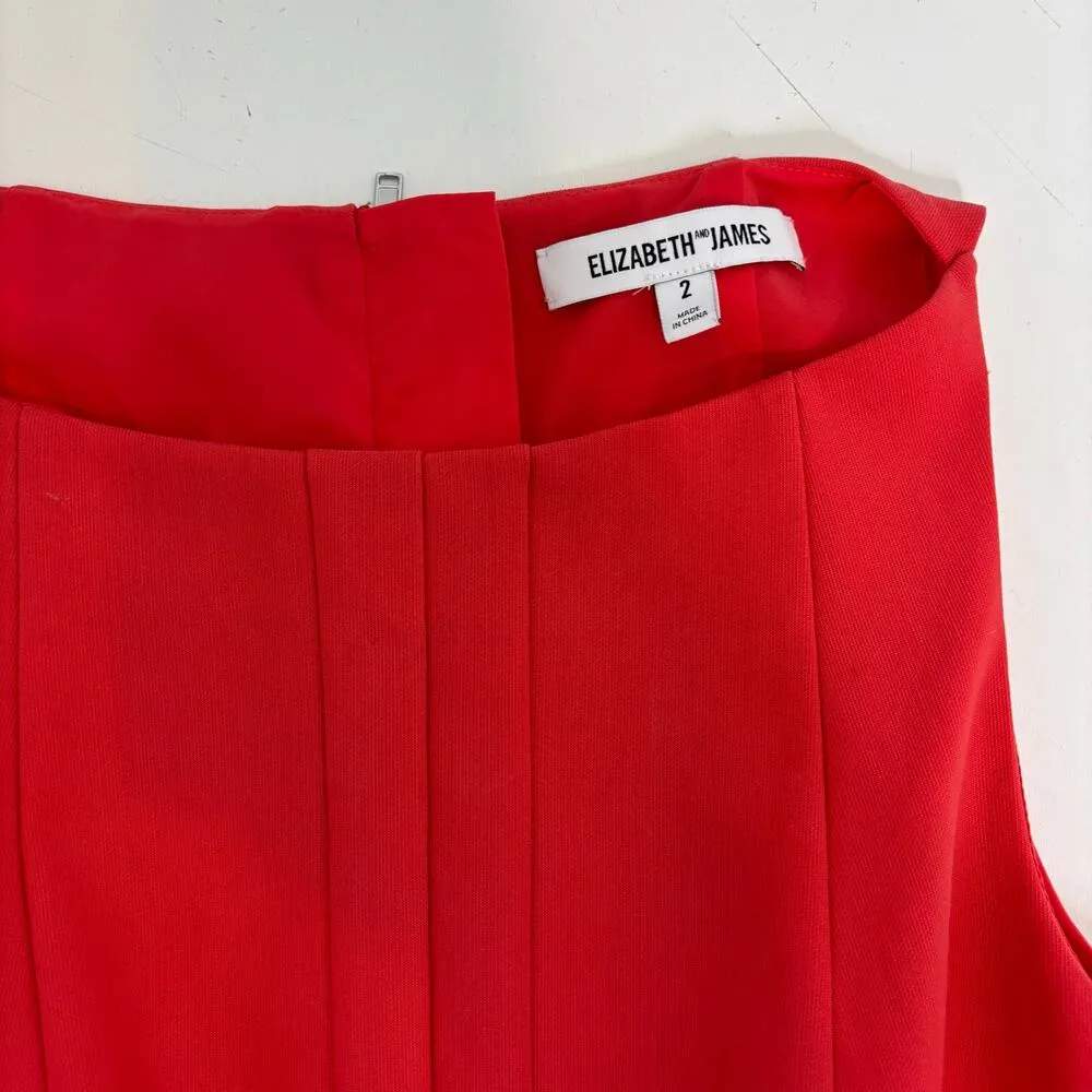 Elizabeth & James Sleeveless Hollis Fit Flare Mini Dress Boatneck Poppy Red 2 - Image 4