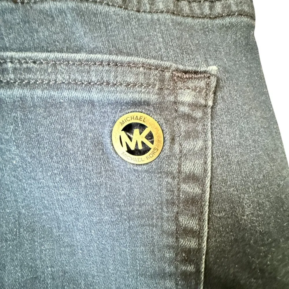 Michael Kors dark wash blue denim stretchy skinny five pocket jeans size 6 - Image 6