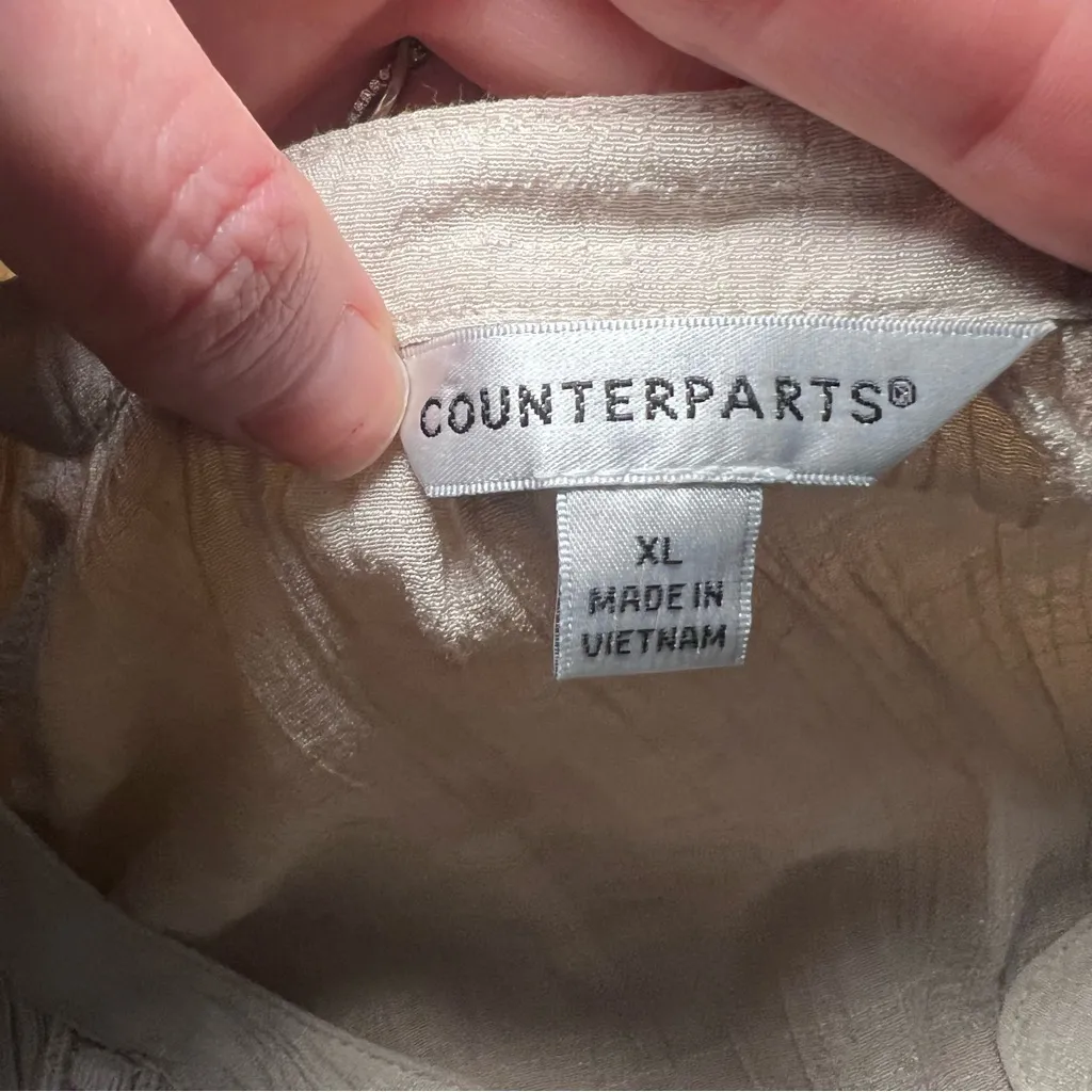 Counterparts Women’s XL Ivory Beach Boho Peasant Blouse Top‎ Casual Lightweight - Image 6