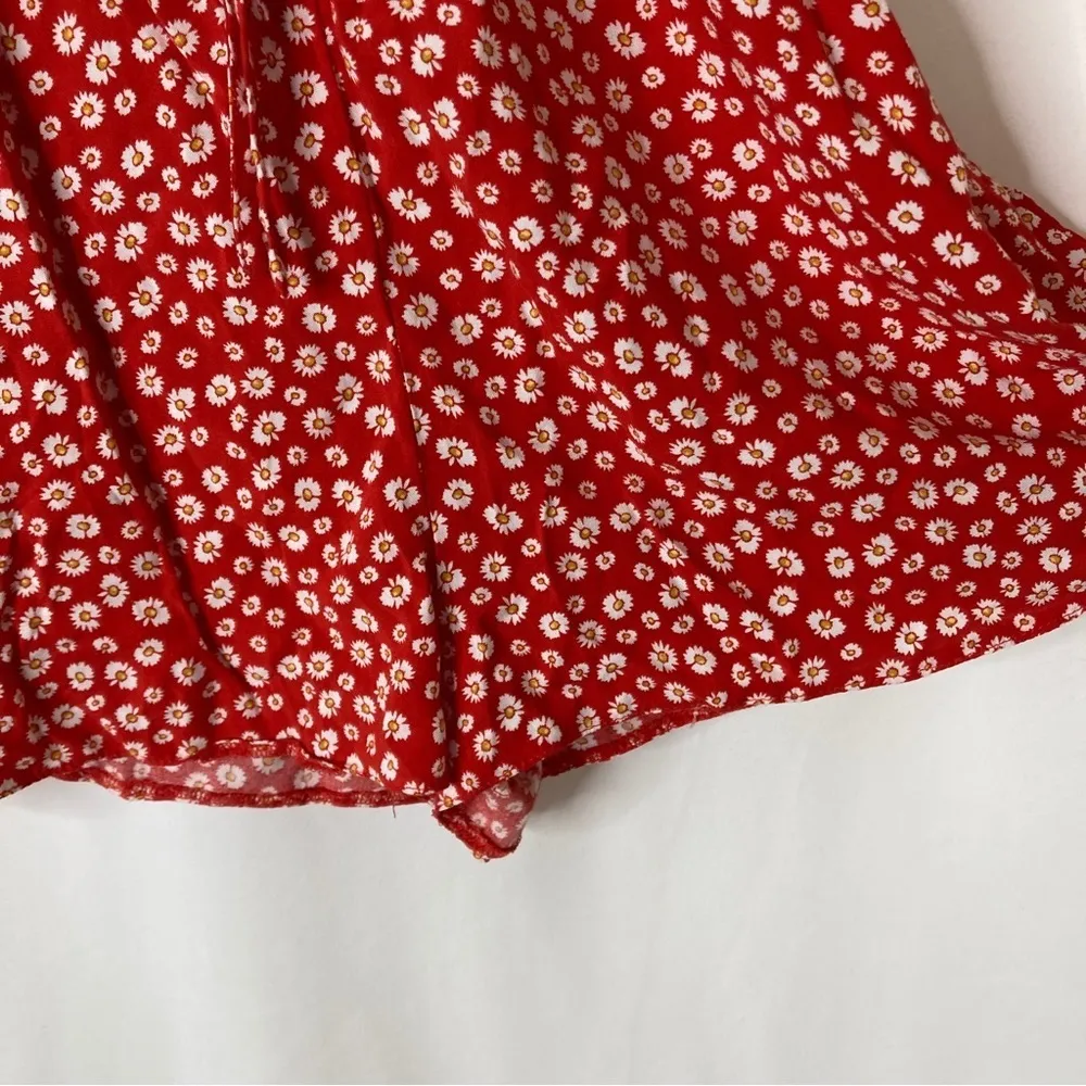 3/$30 ASOS Design | Red White Floral V-Neck Viscose Romper 4 - Image 3