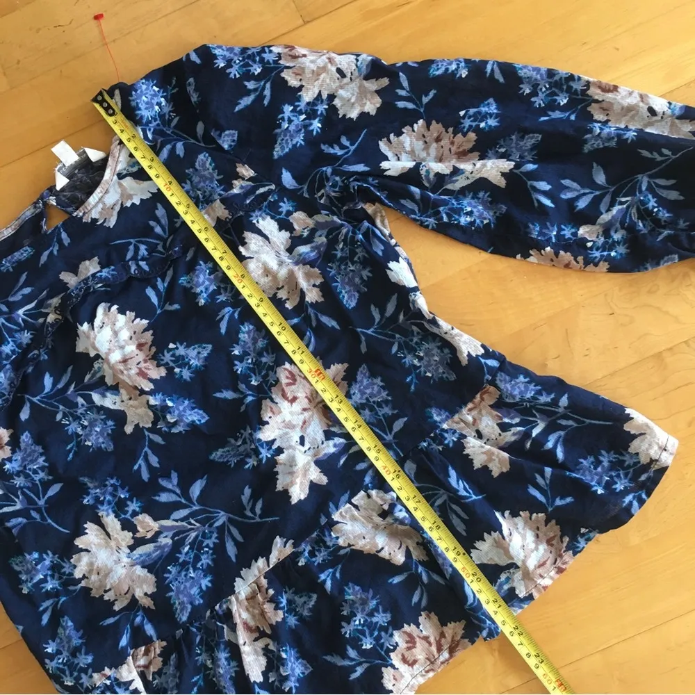 Lucky Brand Floral Blouse, Navy, Tan, Size M - Image 11