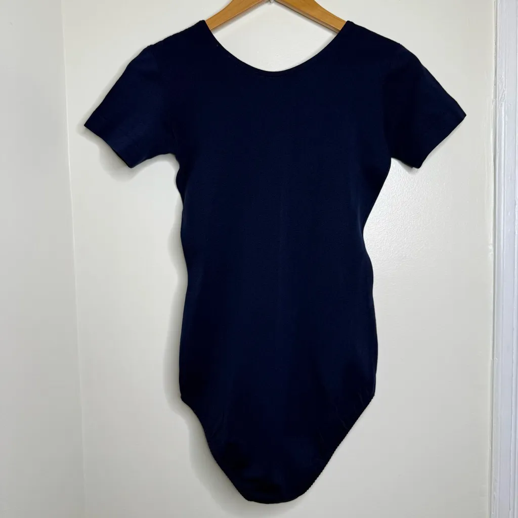 Vintage 70s Bodysuit Navy Blue Short Sleeve Round Neck Homemade? NO Size Size undefined - Image 3