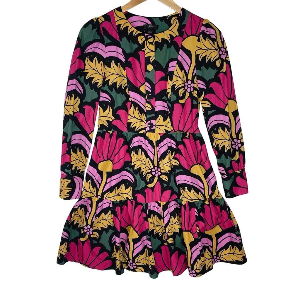 J CREW Women’s Ratti Floral Print Popover Tiered Dress size 2 - Image 4