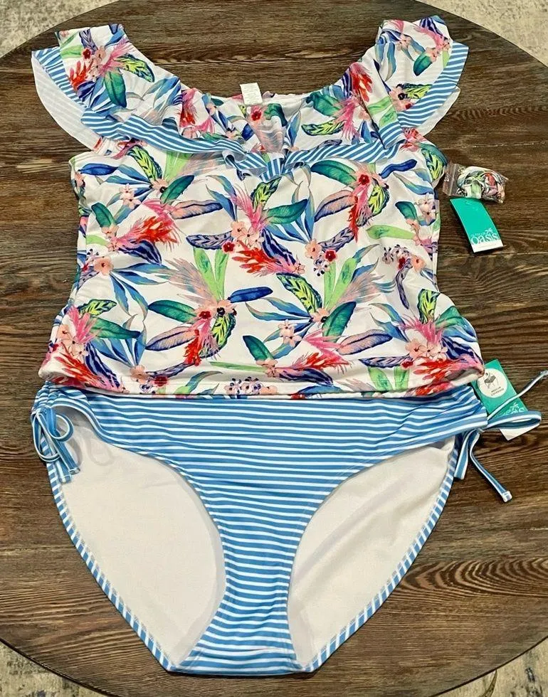 Outdoor Oasis Lined Tankini Ruffle Swim Top Only - Image 3