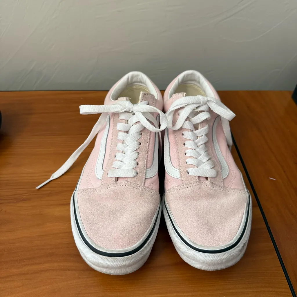 Vans Old Skool Low Top Blush Light Pink White Suede Sneaker‎ Lace Up Skater W8 - Image 2