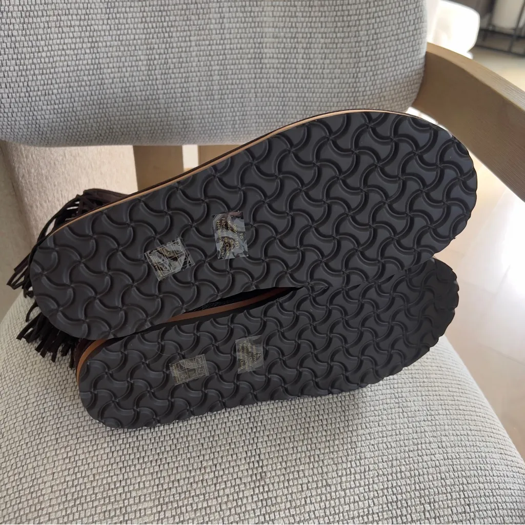 NWT Free People Faye Fringe Faux Fur Boots in Chocolate Brown Suede - Image 8