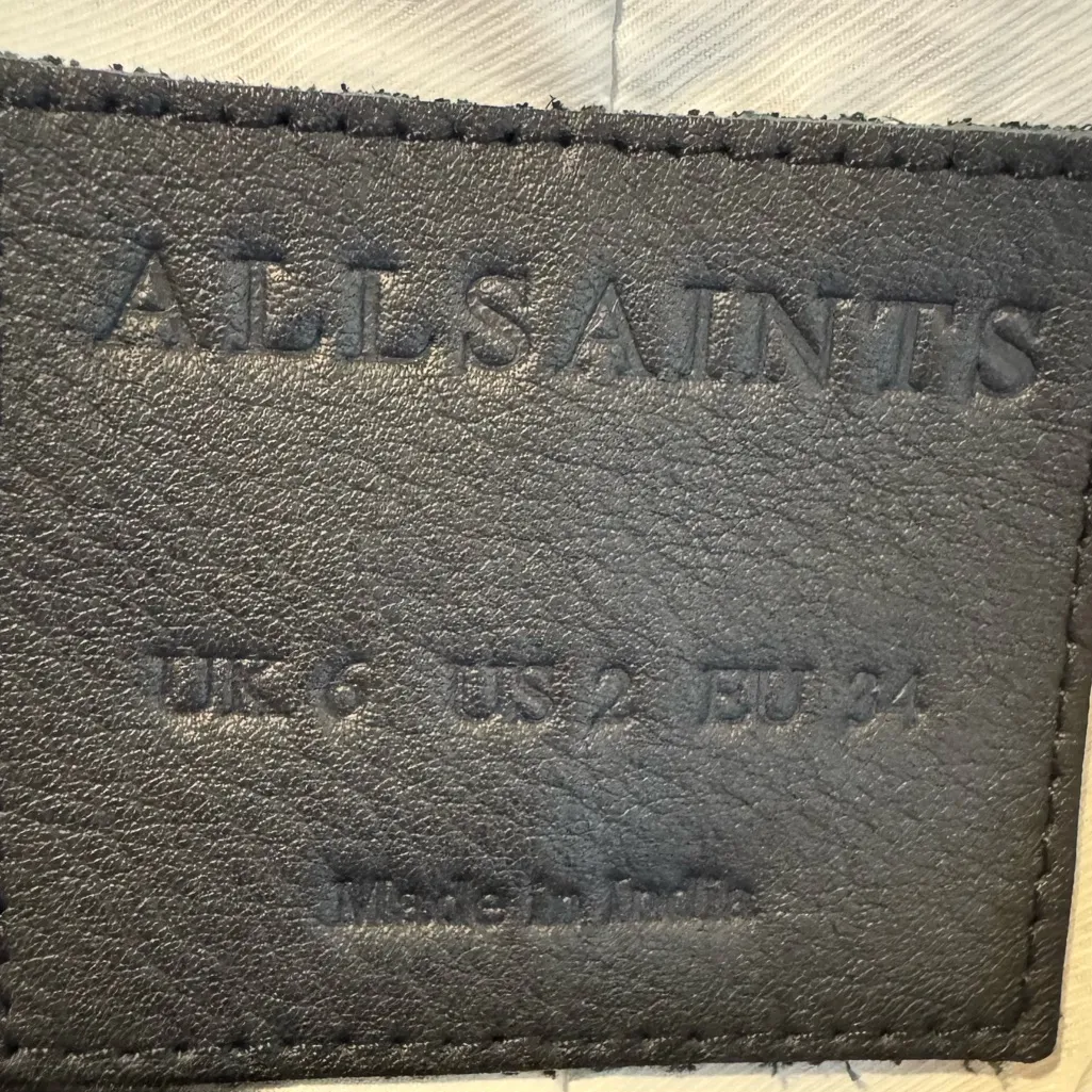 ALL SAINTS Dalby Off White Leather Biker Jacket | Size 2 - Image 4