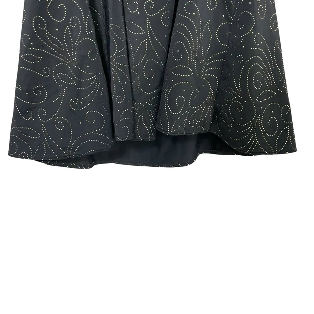 Robby Len Swimfashions Size 14 Skirted Swimsuit Black with Silver Beaded Swirls - Image 5