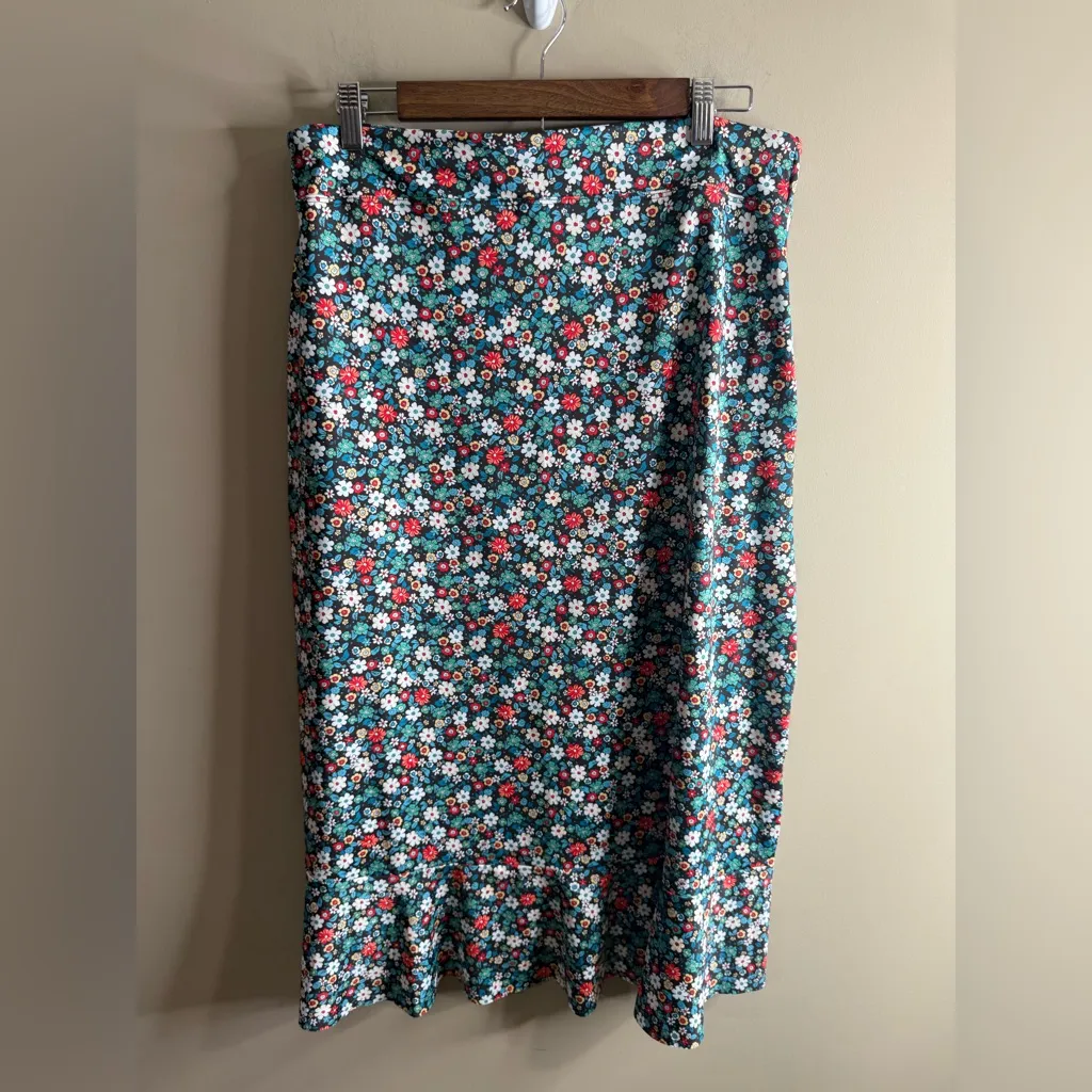 Lands' End Multicolor Floral swim skirt size medium 10/12 Red - Image 8