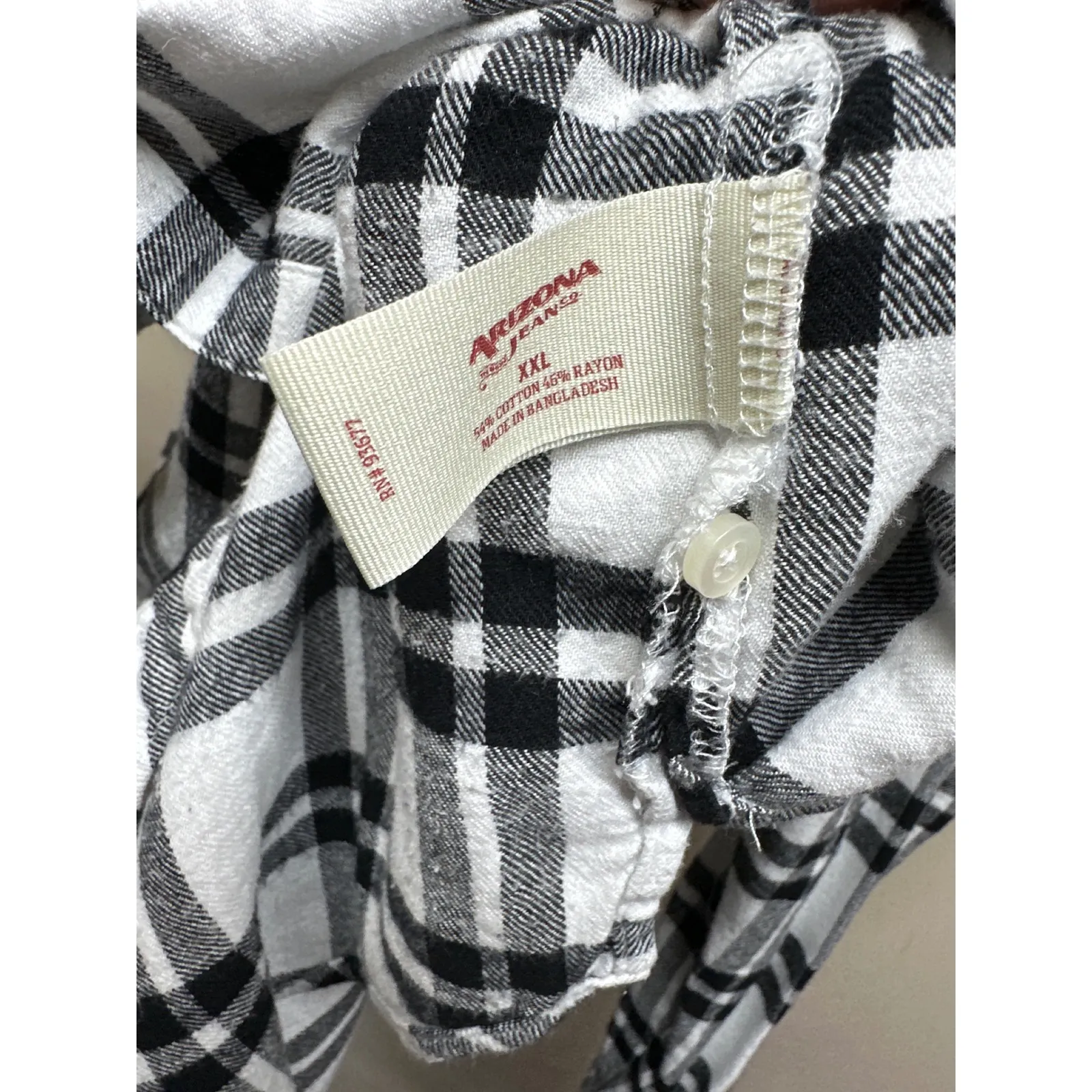 ARIZONA JEANS CO Womens XXL Plaid Cold Shoulder Button Up Shirt Boyfriend Fit White - Image 5