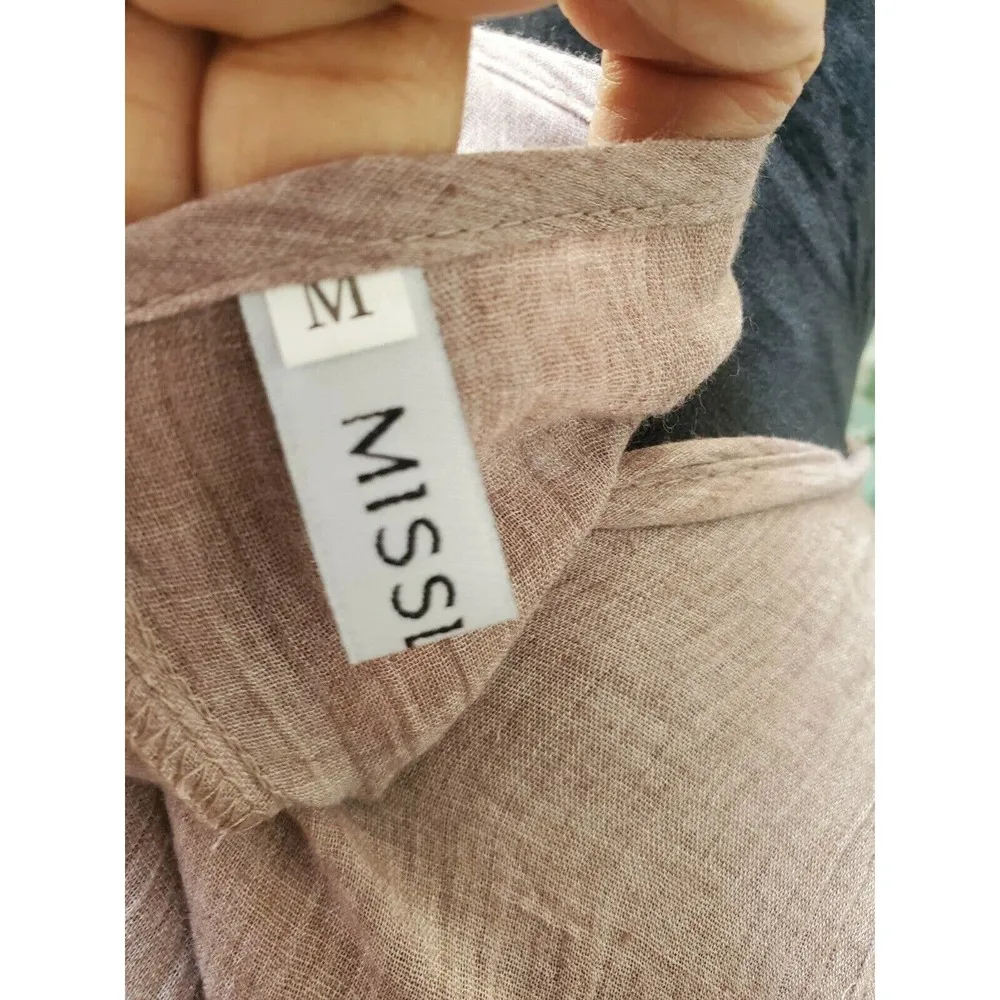 Misslook Lagenlook Brown Cotton Blend V-Neck Sleeveless Knee Length Dress Size M - Image 8