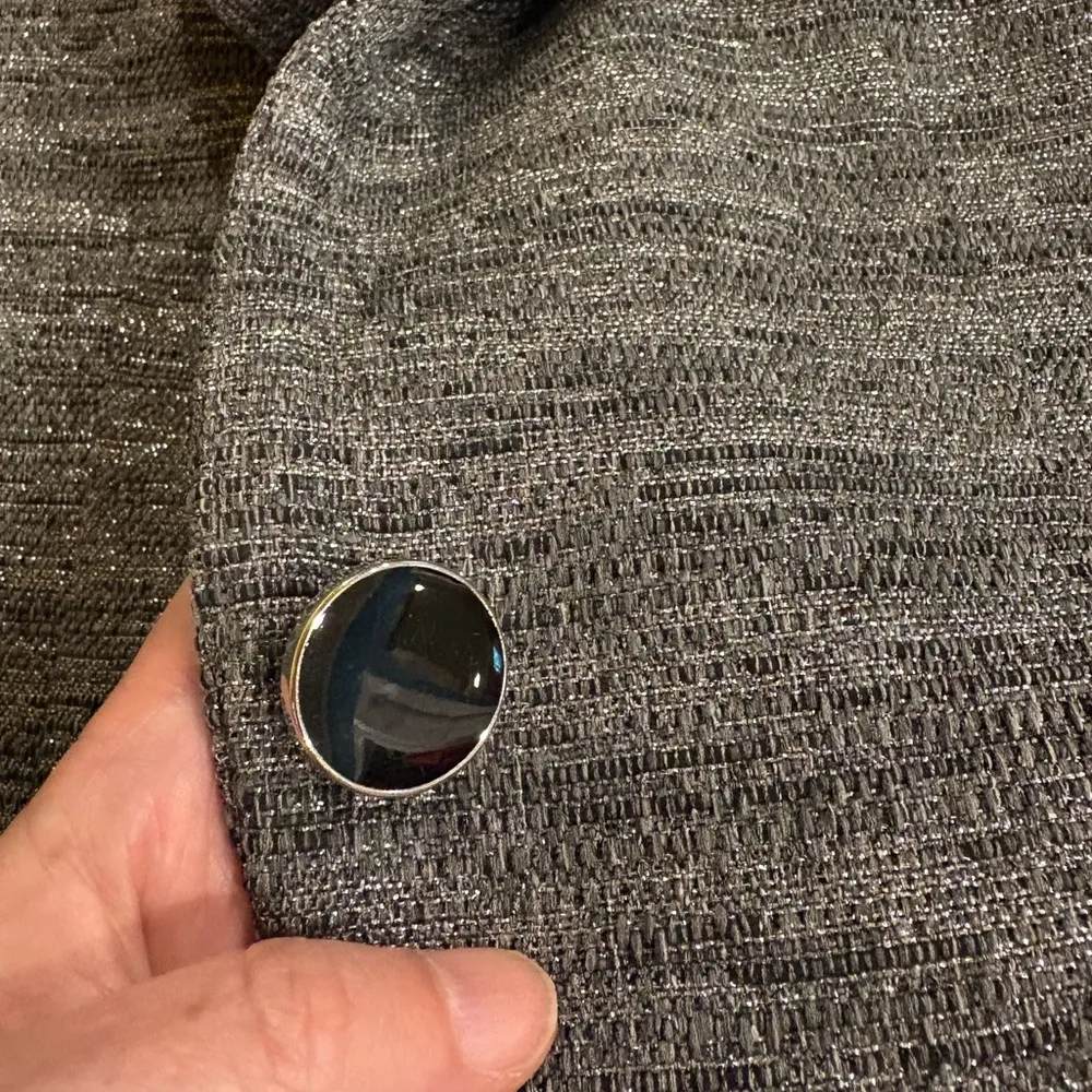 Shoshanna blazer jacket tweed  gray silver sz 4 - Image 6