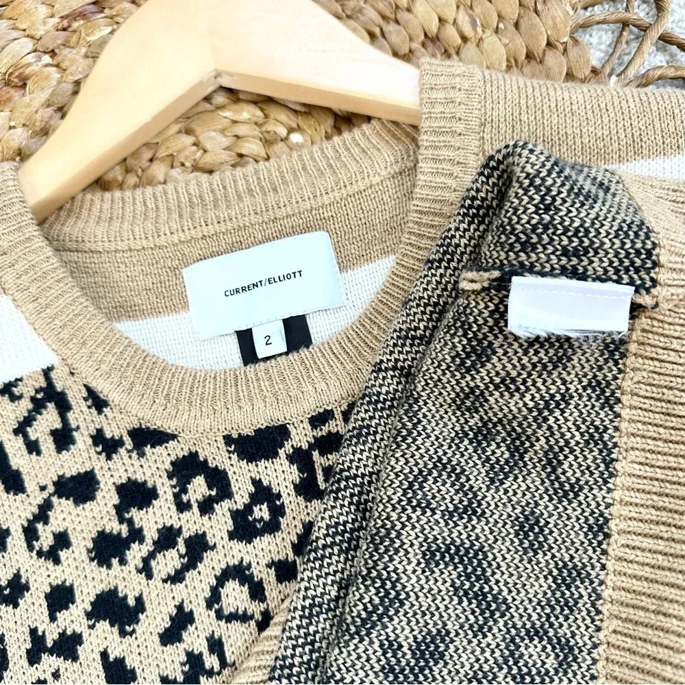 Current/Elliott Duvall Leopard Animal Print Sweater Pullover Wool Blend Size 2 - Image 10