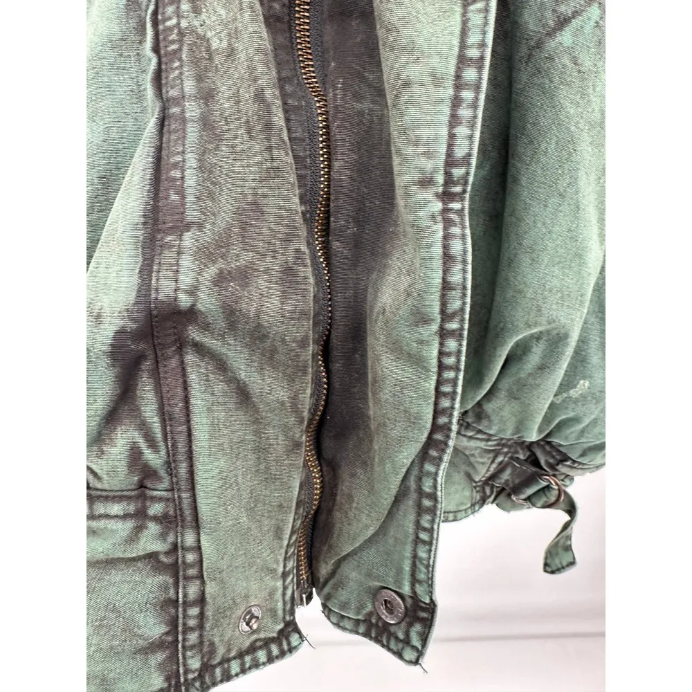 Expressions Jacket Women LARGE Green Acid Washed Full Zip Long Sleeve Bomber - Image 5