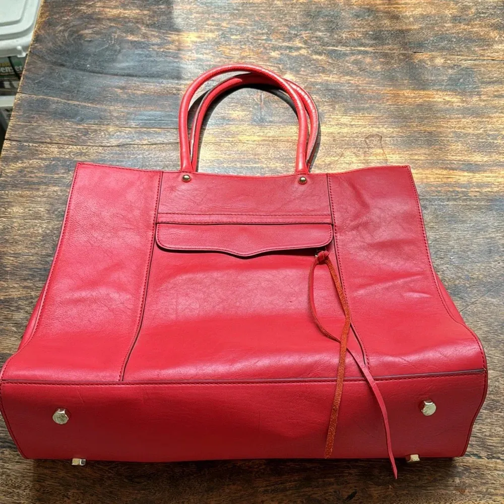 Rebecca Minkoff Poppy red Leather MAB Large Tote Shoulder Bag Portfolio NWT - Image 5
