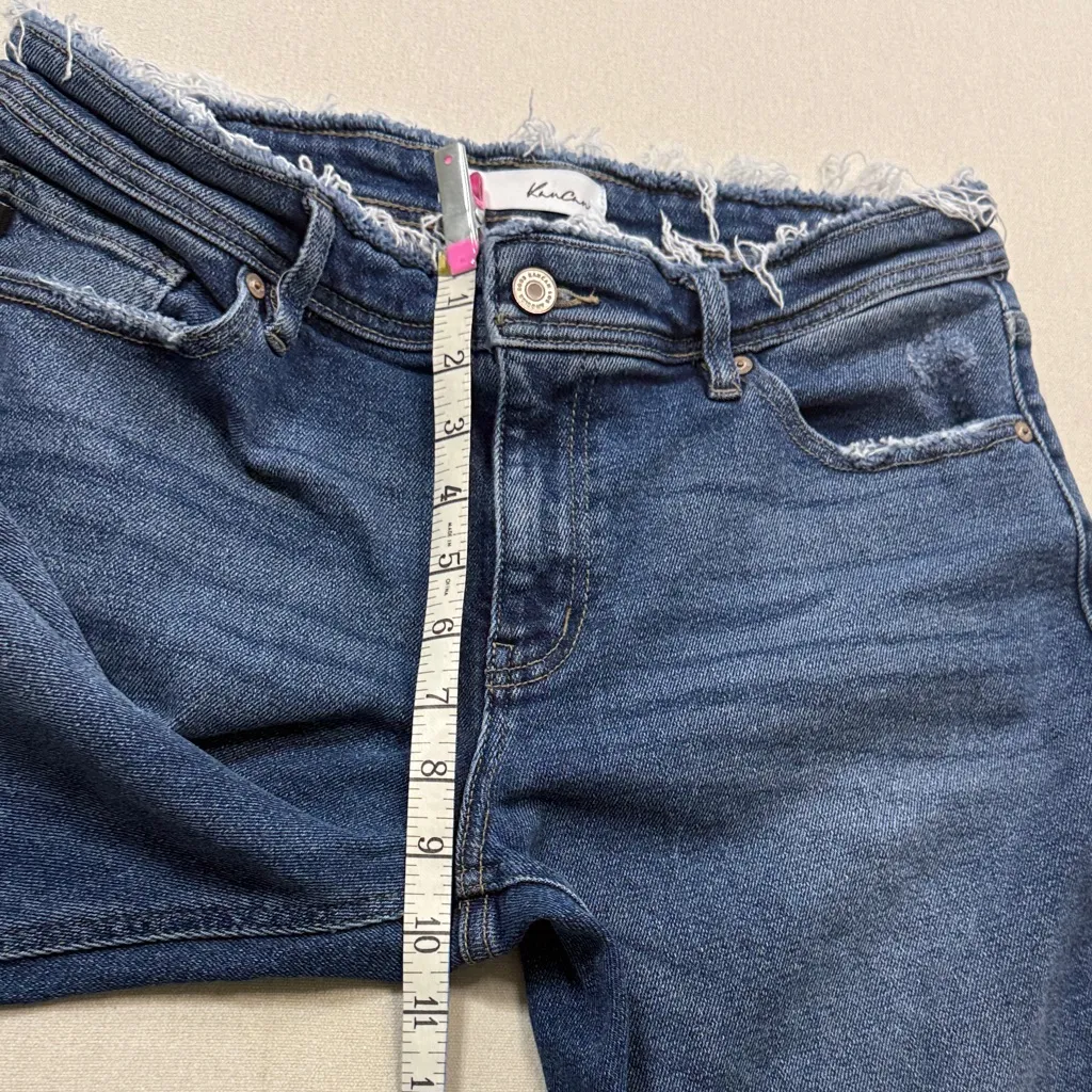 KanCan Dark Blue Distressed Boyfriend Jeans Size 28 - Image 5