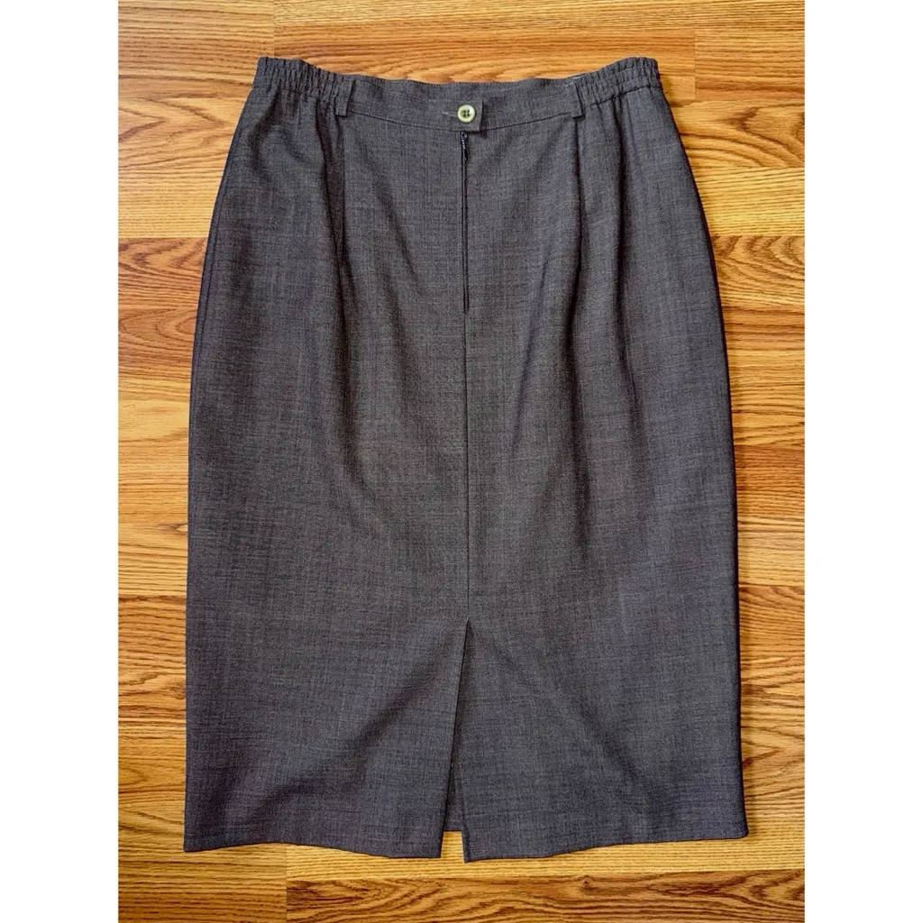 Vintage Lady Blanche Grey Brown Knee Length Midi Pencil Skirt Size Large - Image 3