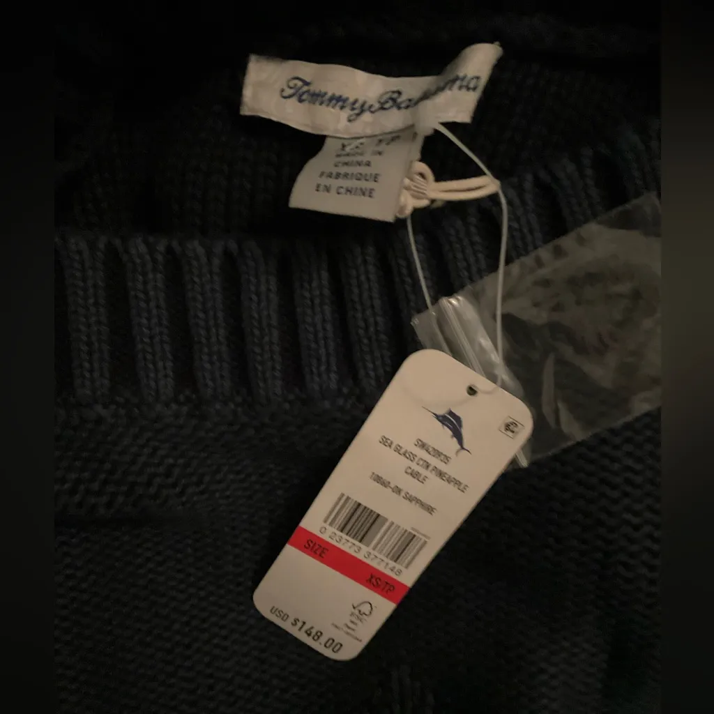 NWT TOMMY BAHAMA Sea Glass Pineapple Cable Sweater - Image 10