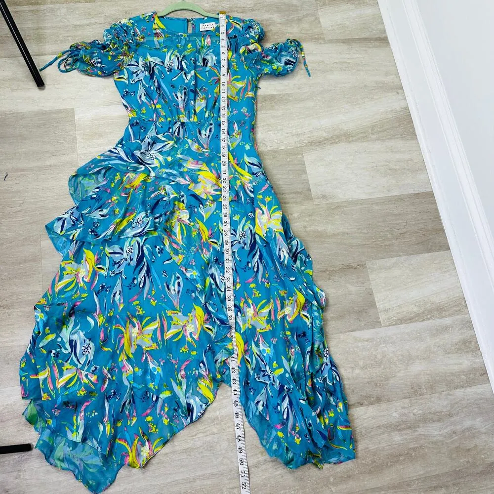 Tanya Taylor Cosette Floral Ruffle Silk-Blend A-Line Handkerchief Dress size 4 - Image 9