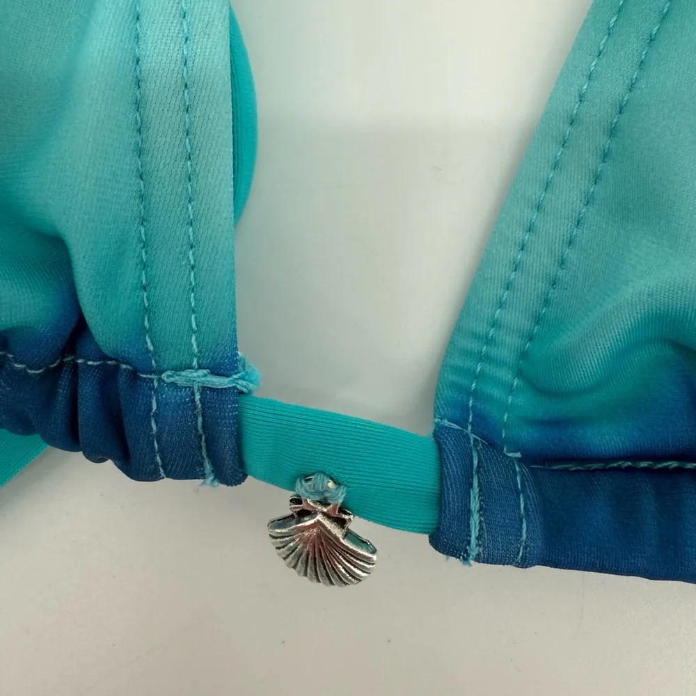 Alia Green and Blue Bikini Set with Triangle Top and Classic Bottom Size M Size M - Image 5