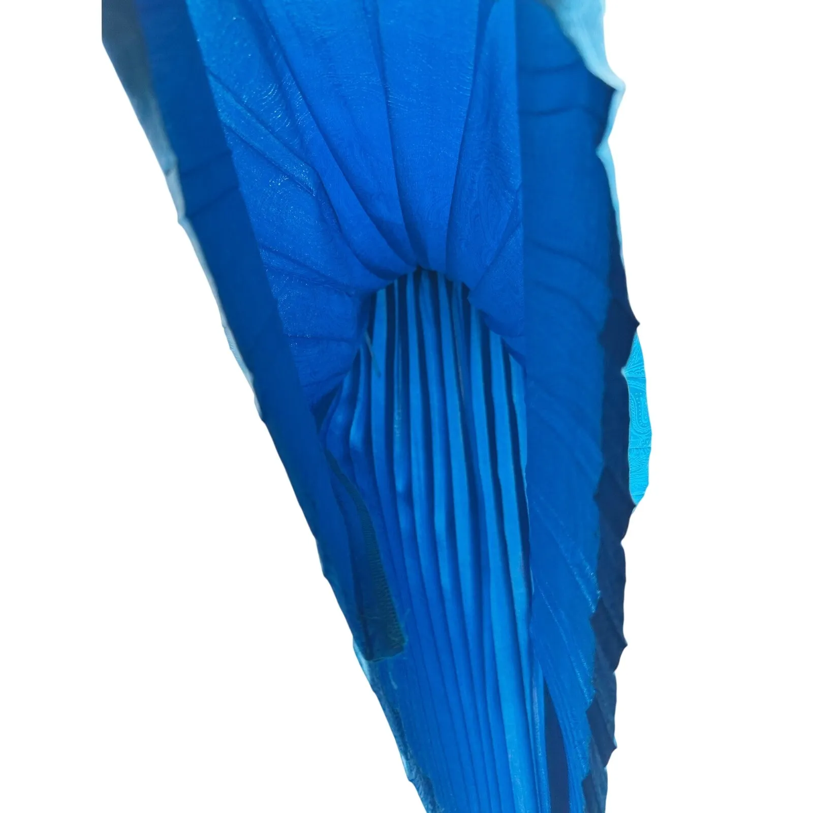 VTG Silk Papell Too Pleated Midi Skirt Capri Blue Paisley Print Quiet Luxury Size 6 - Image 6