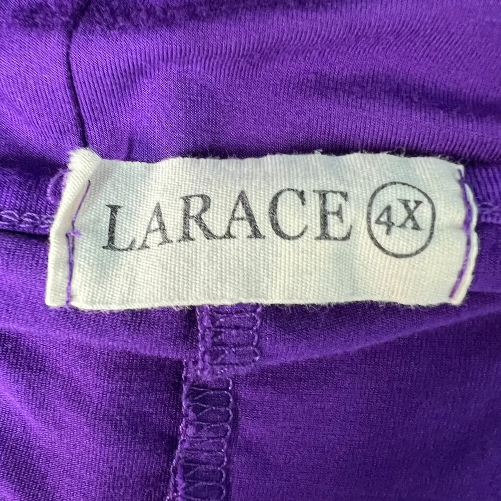 Larace Womens Top 4X Asymmetrical Hem Stretch Soft Relaxed Comfort Casual Purple - Image 2