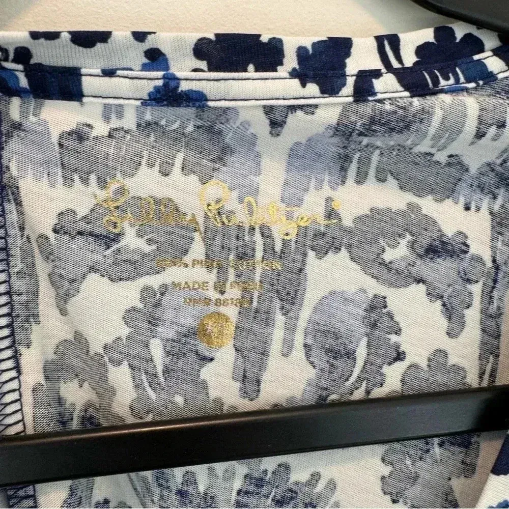 Lilly Pulitzer Womens Blue White Beach Bathers Flamingo Cori Dress Size Xs - Image 4