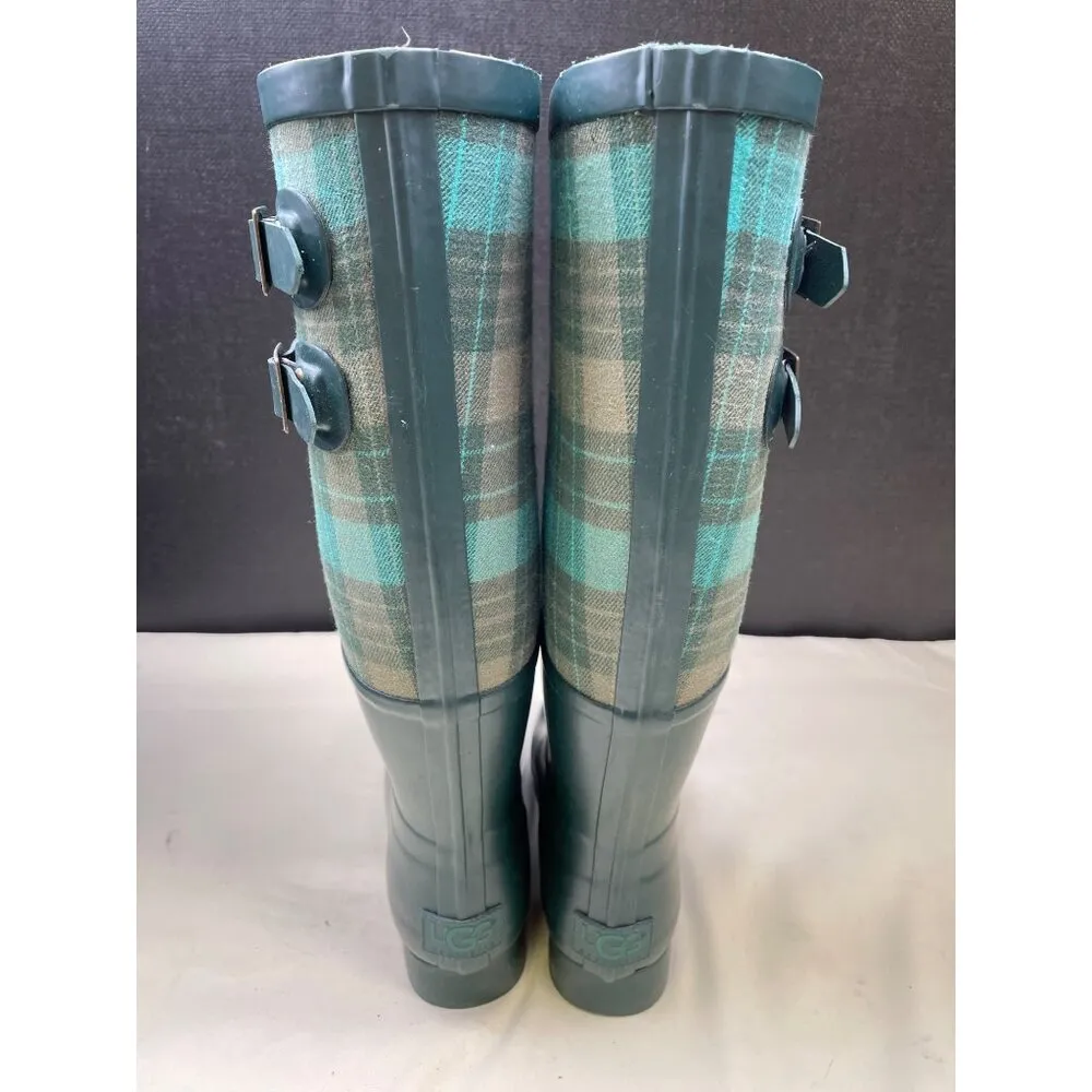 Ugg Australia Women's Green Plaid Rain Boots/ Shoes Size 5 SKU 5617 - Image 4