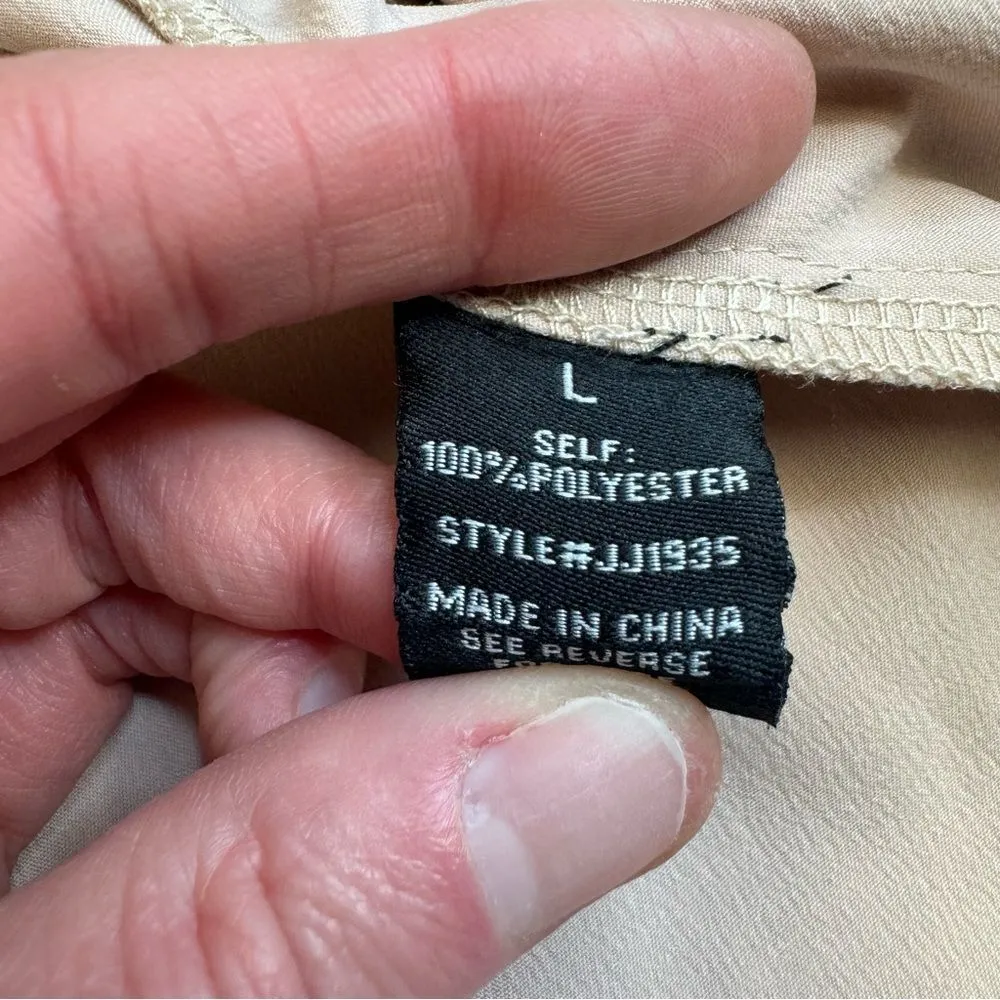 Caren Forbes Women's Satin Tunic Blouse Top Ruffle Sleeves L LG Large Champagne - Image 10