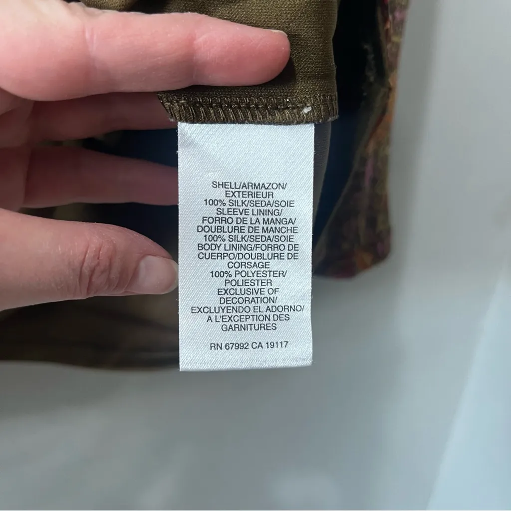 Sigrid Olsen Top Womens Size 3XL Blouse Layered Floral Earthy Lace Green Orange - Image 6