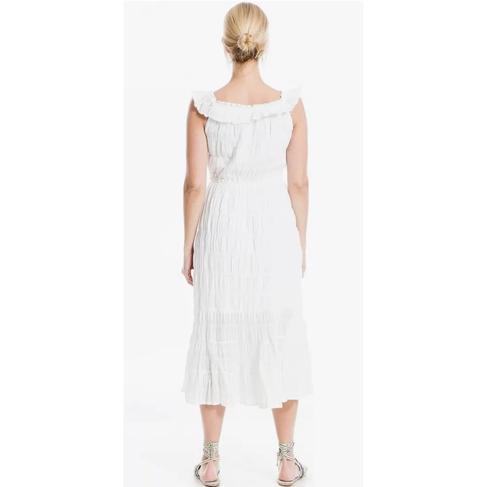 Max Studio Sleeveless Tiered White Off The Shoulder Midi Dress - Image 3