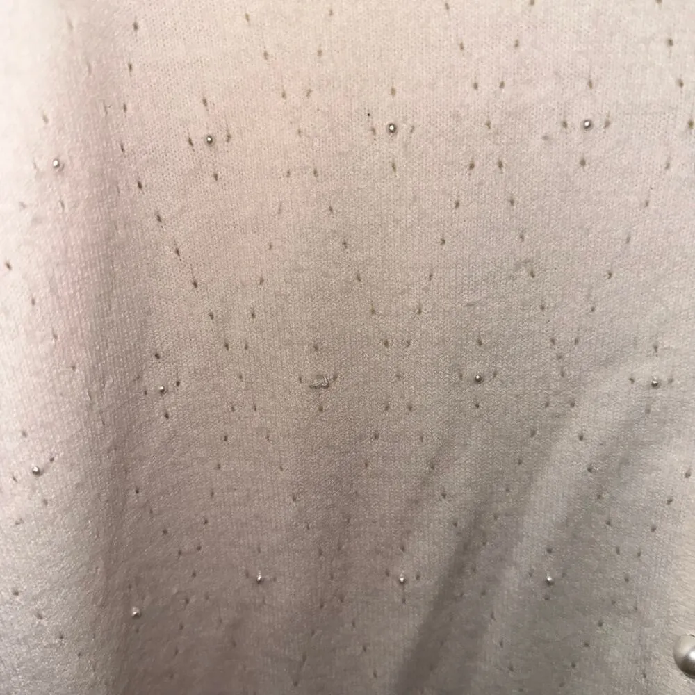 Koret Petite Cream Soft Button Front Cardigan with Pearls Size undefined - Image 5