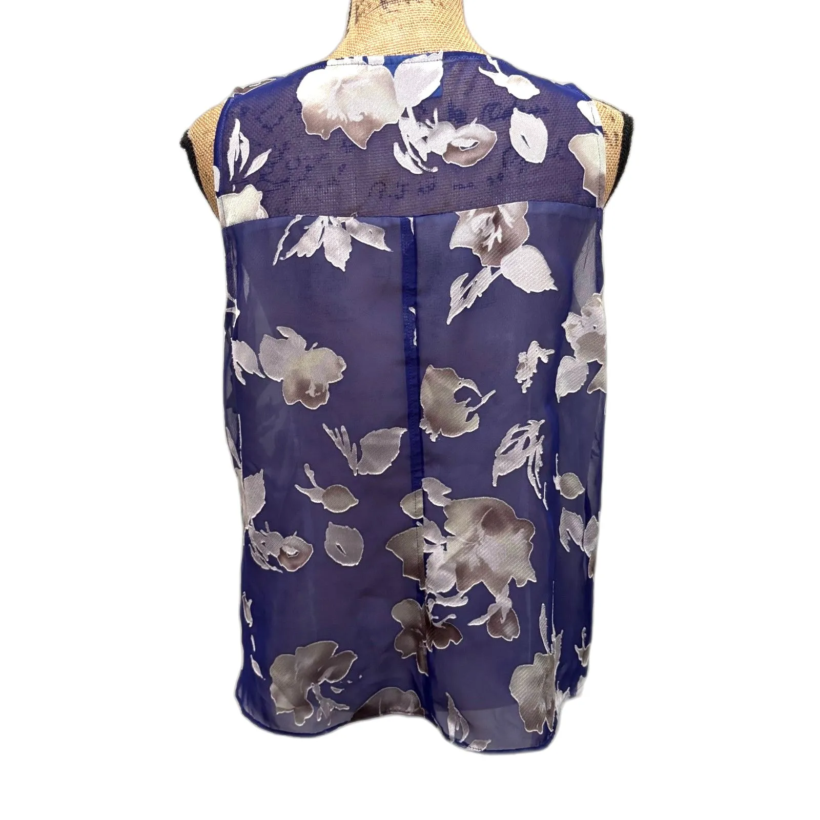 Simply Vera Vera‎ Wang Floral Burnout Tank Top Blue Layered Spring Size Large - Image 2