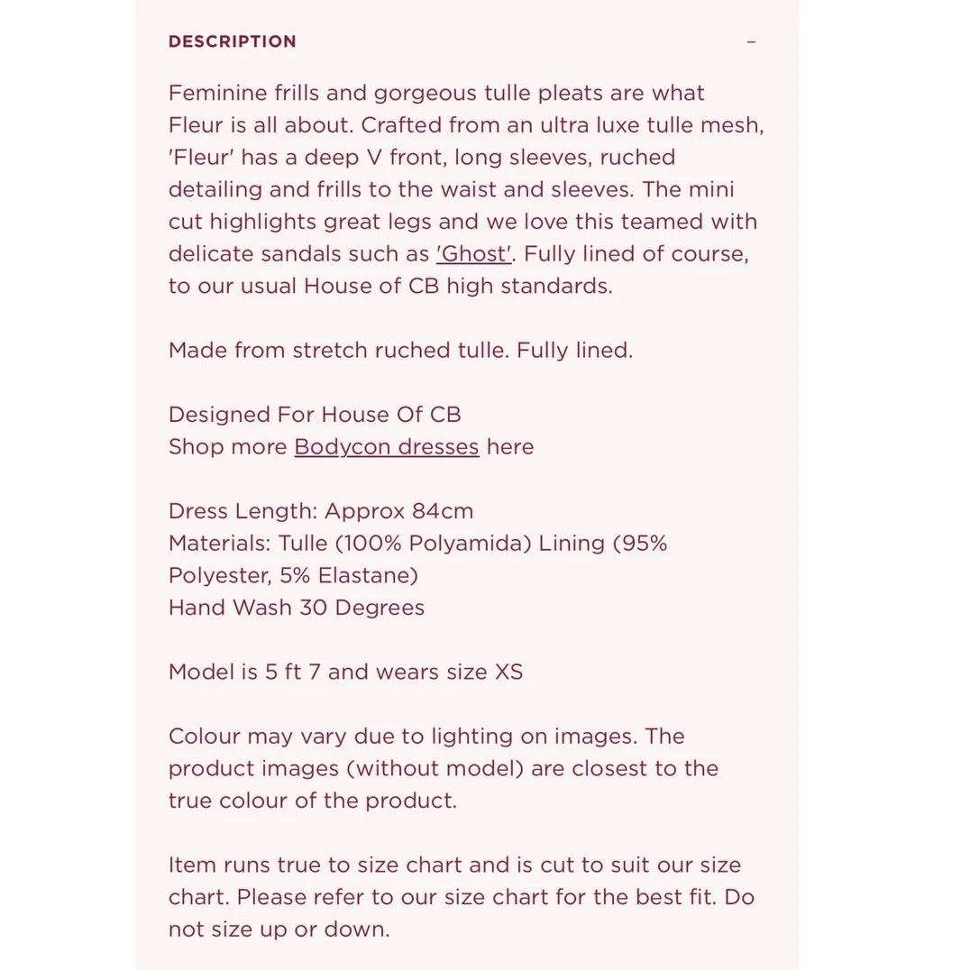 House of CB Fleur Blush Pleated Tulle Deep V Mini Dress Size XS - Image 7