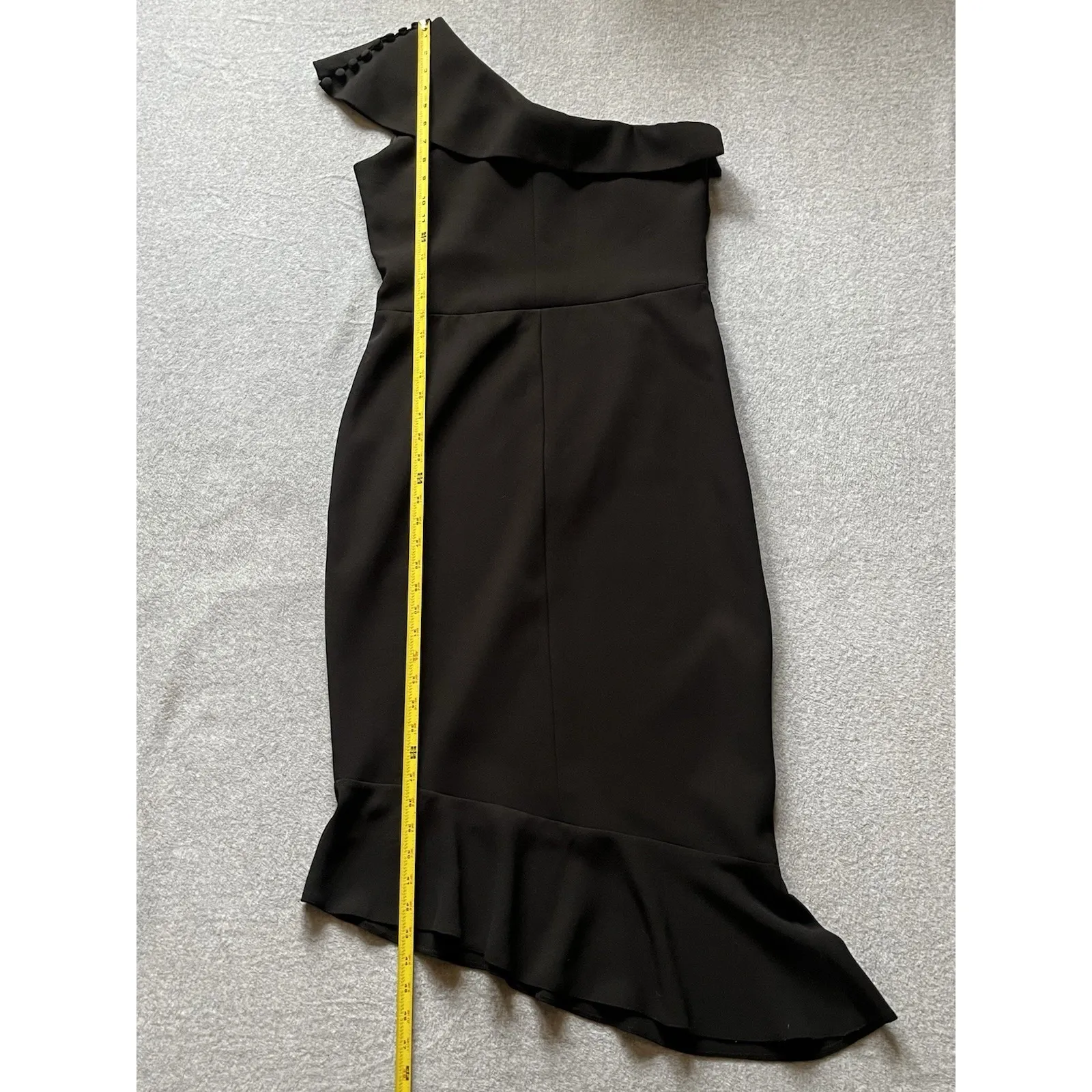 Red & Royal London Women's 14 Black One‎ Shoulder Dress Slanted Hem Side Zip - Image 15