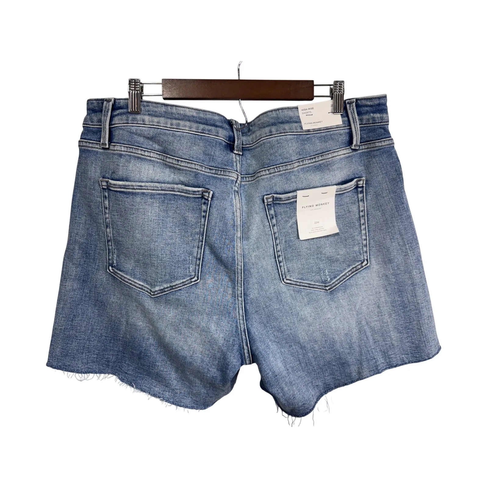 Flying Monkey High Rise Distressed Denim Cut Off Shorts Womens 22W Blue - Image 3