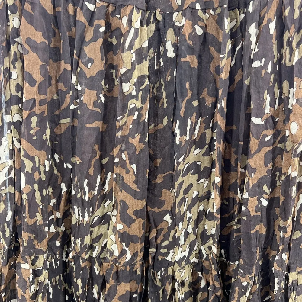 Layered sheer crinkle neutral camo tiered maxi skirt midi jungle animal whimsy - Image 4