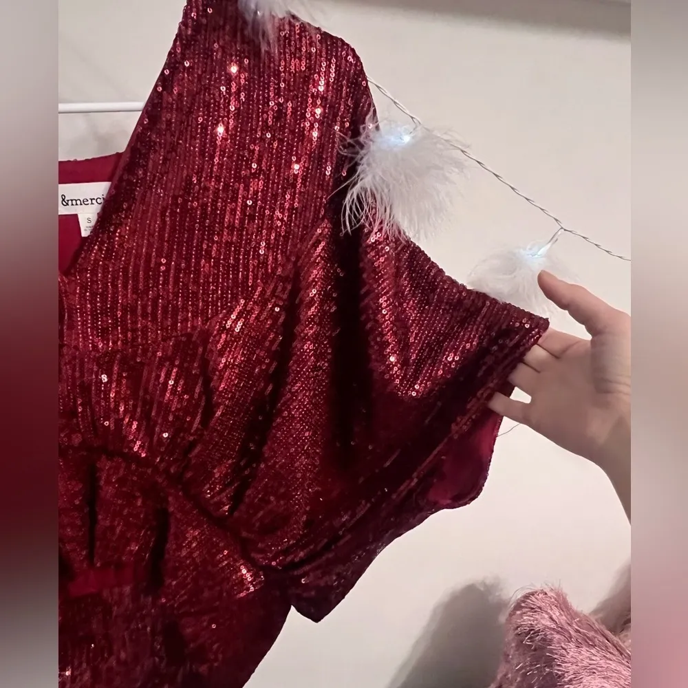 FINAL PRICE Anthropologie&Merci Burgundy Sequined Blouse - Image 5