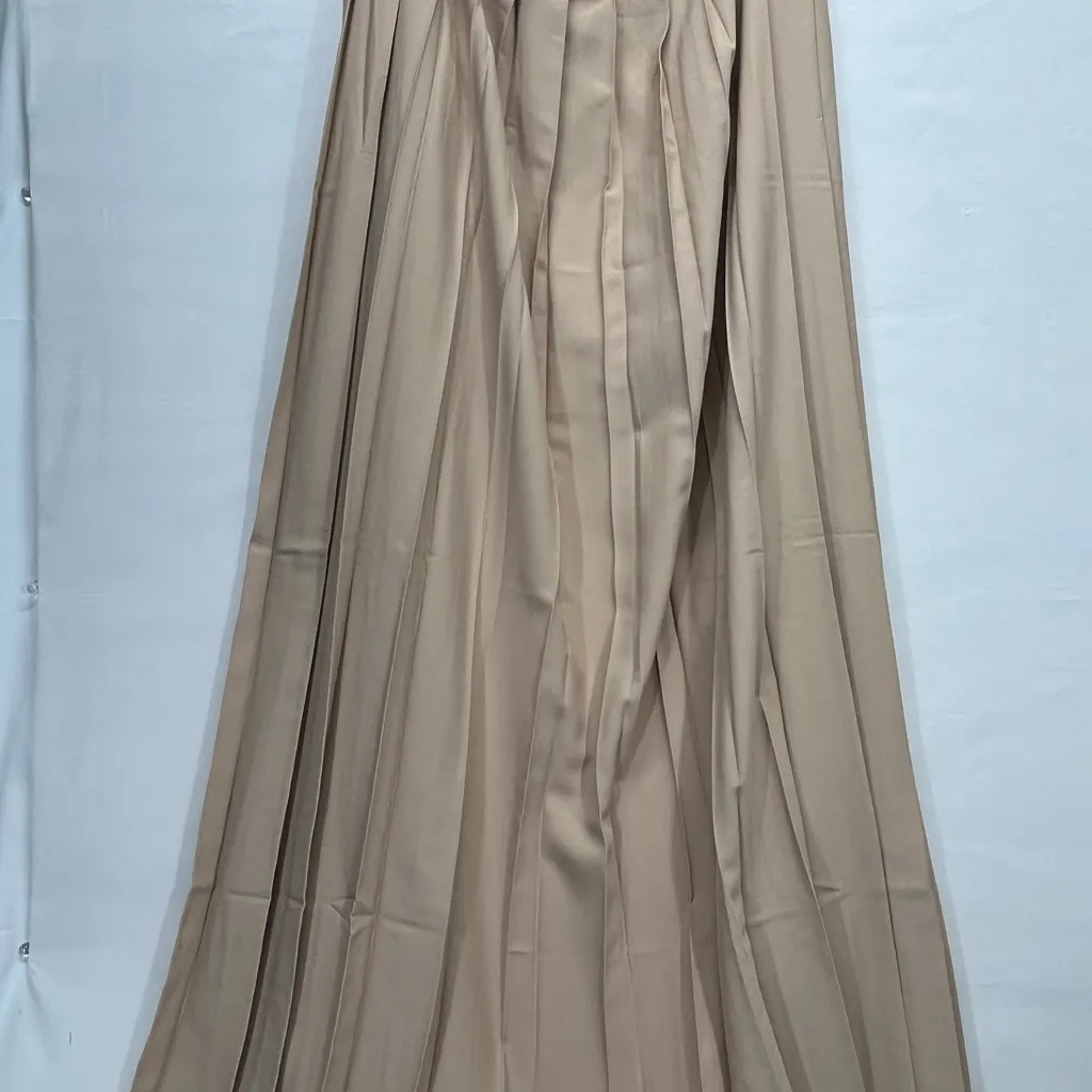 MADEPANTS WIDE LEG PANT W/SKIRT OVERLAY SIDE ZIP ELASTIC BACK XL TAN NEW - Image 8